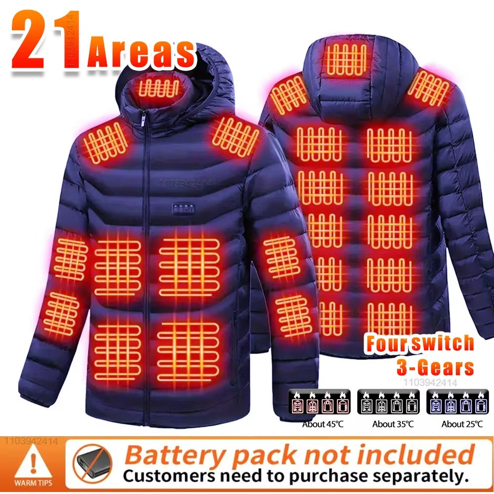 Heated Jacket – USB Winter Coat with Detachable Hood | Outdoor Ski & Camping Wear