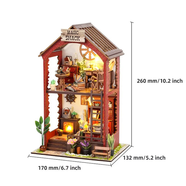 DIY Book Nook Kit – Wooden Magic House Miniature with LED Lights