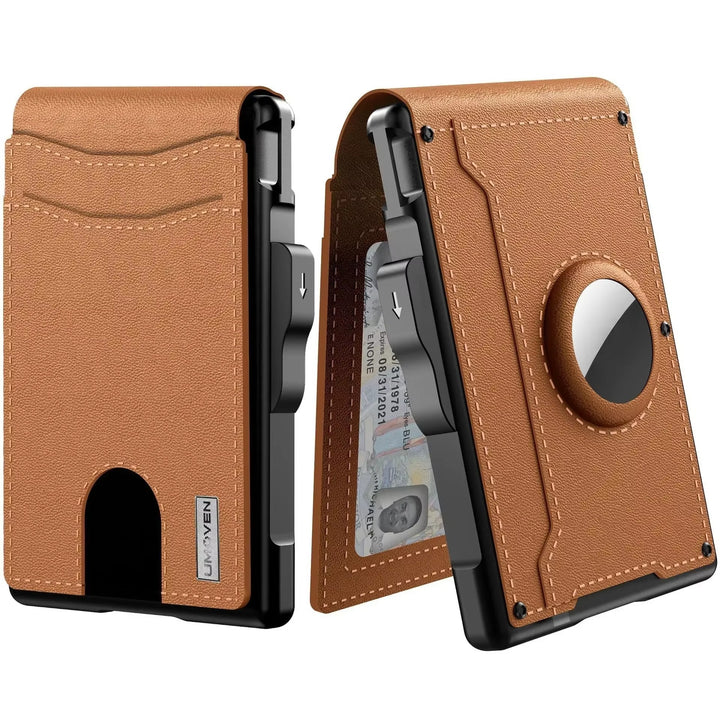 Men’s Slim RFID Wallet – AirTag Bifold with Pop-Up Card Access | Leather Design
